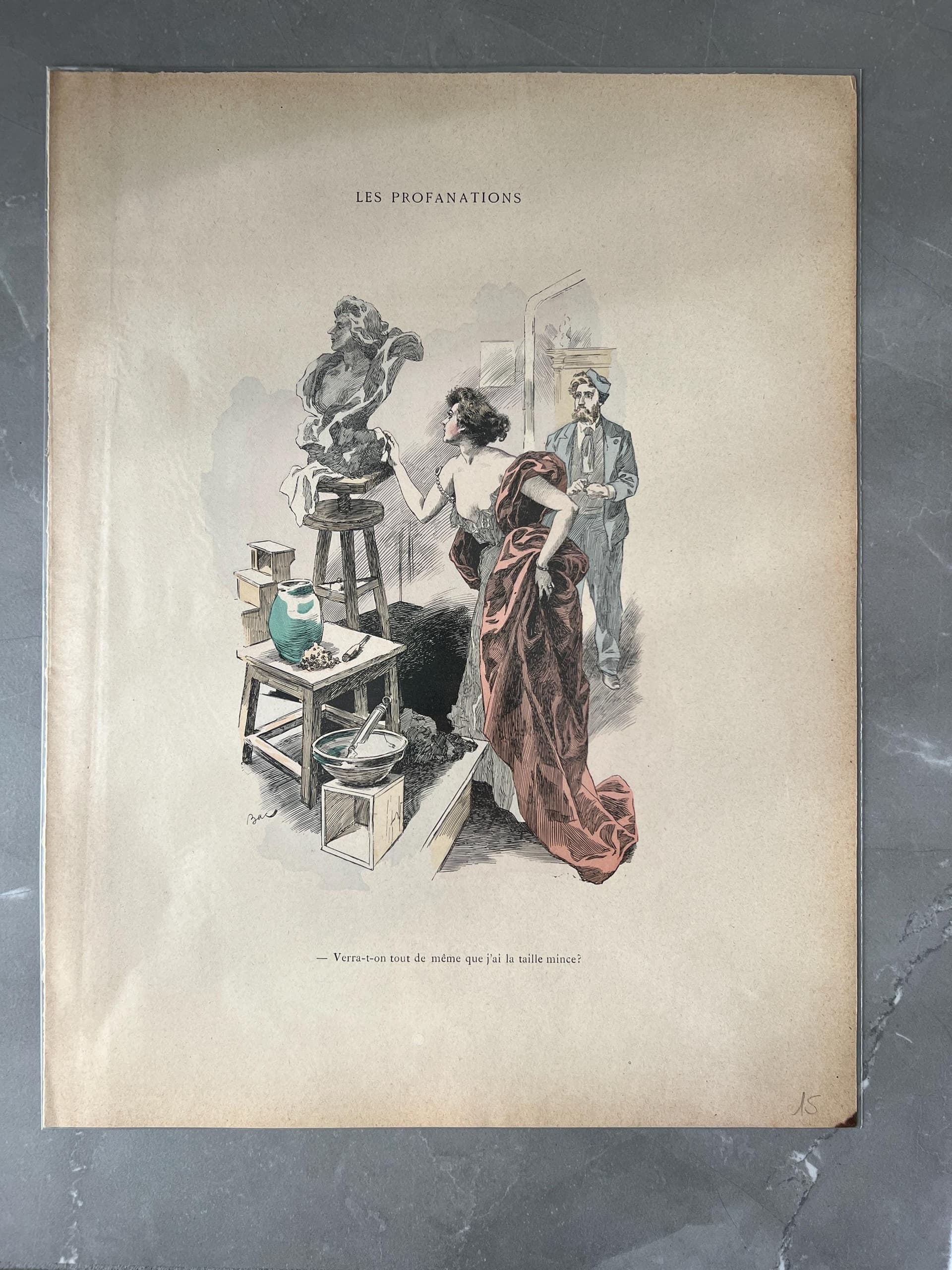 Les Profanations - Antique Satirical Illustration