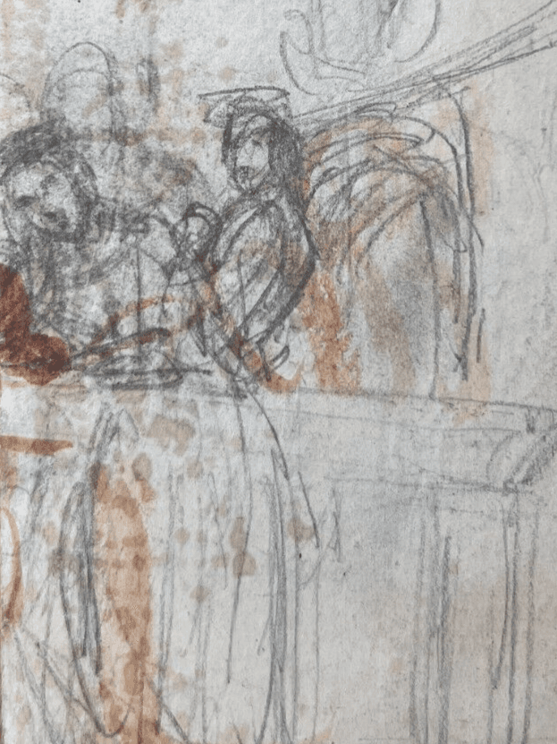 Antique Original Drawing People, Life Scene, Sketch 19th century image 6