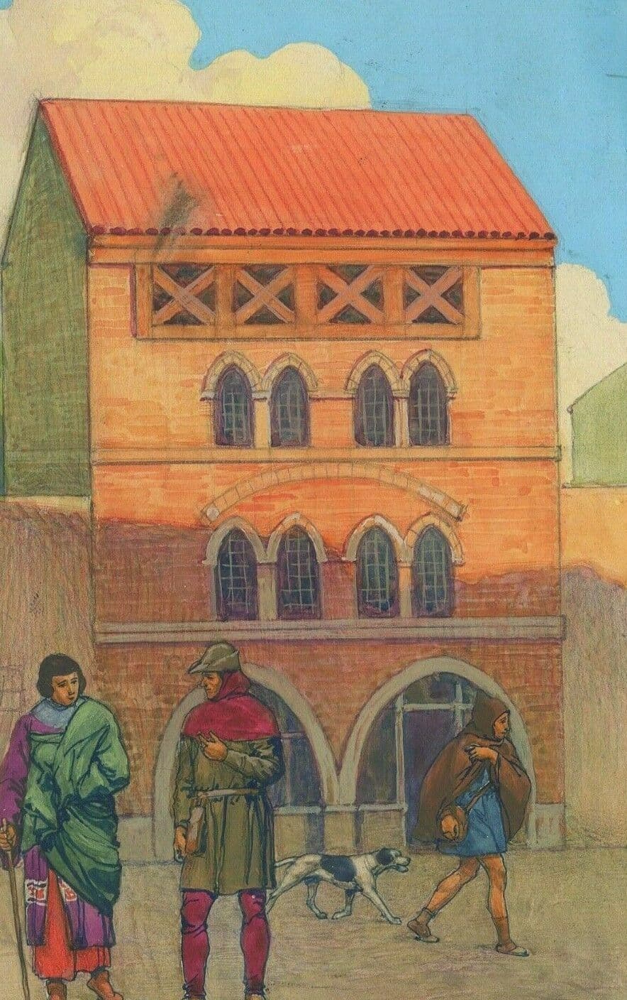 Drawing Illustration House 12th century