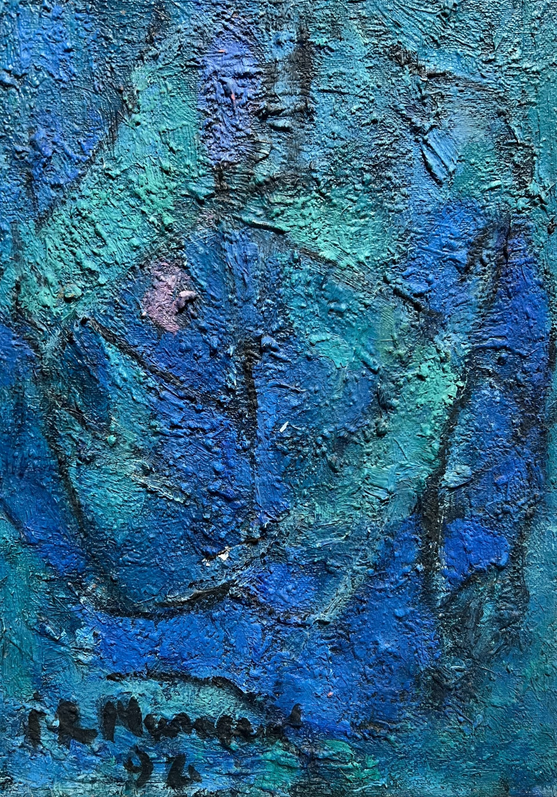Painting by Franck MURACCIOLE (1972) Blue Abstraction