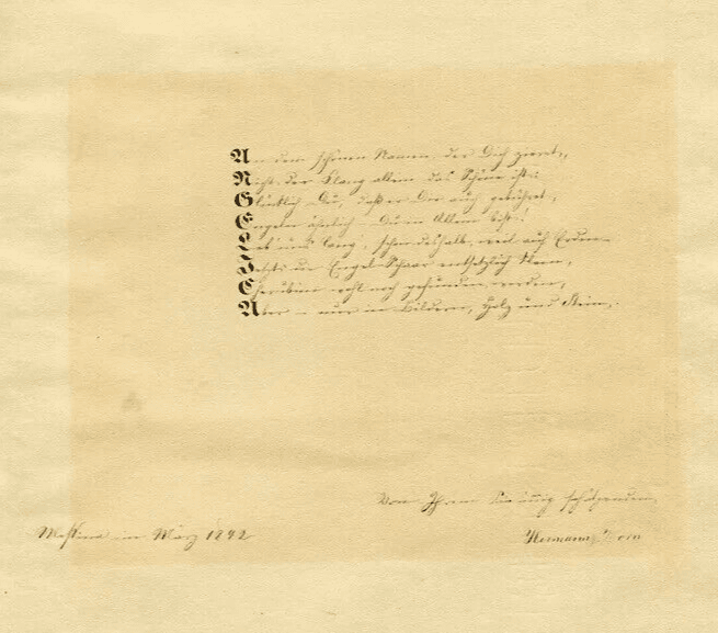 Antique Manuscript Hermann Zorn Letter Papers Poem Old Original