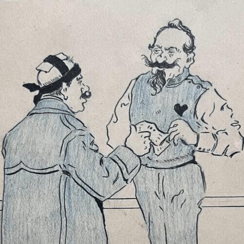 Vintage Ink Original Drawing Ernest B. Lem THELEM (1869-1930) Cartoon, Men image 3