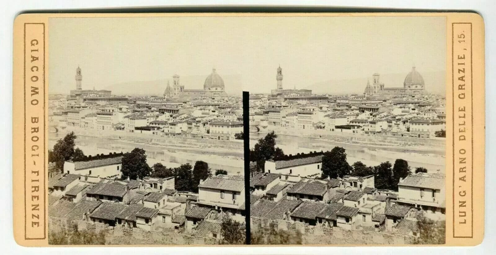 Vintage Stereoview Photograph Giacomo BROGI - Florence Panorama c. 1870 image 8