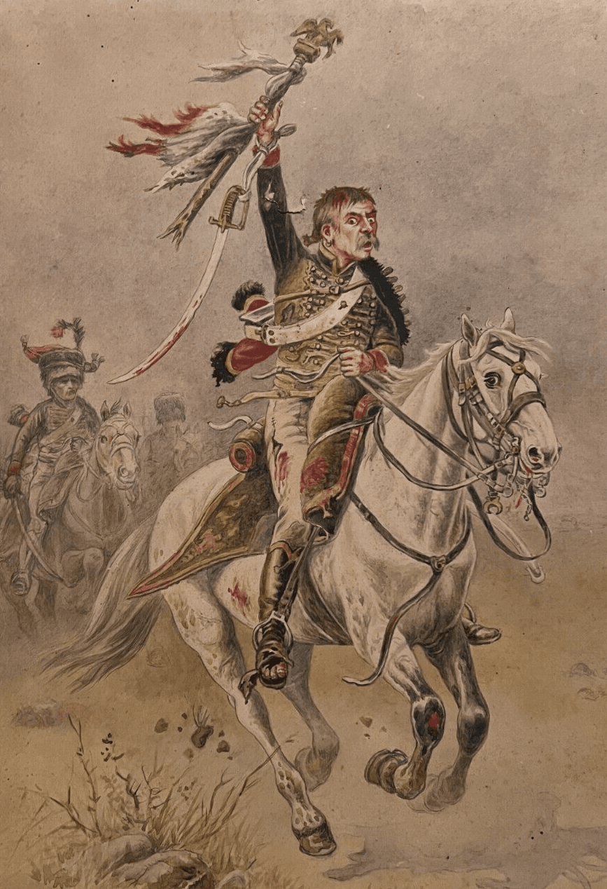 Antique Drawing Original Man Portrait, Military Eugène CHAPERON (1857-1938) 1910