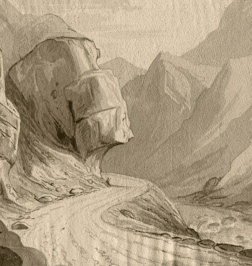 Antique Original Landscape Gorges Ollioules, Mountain, Marseille, Toulon 1850 image 1