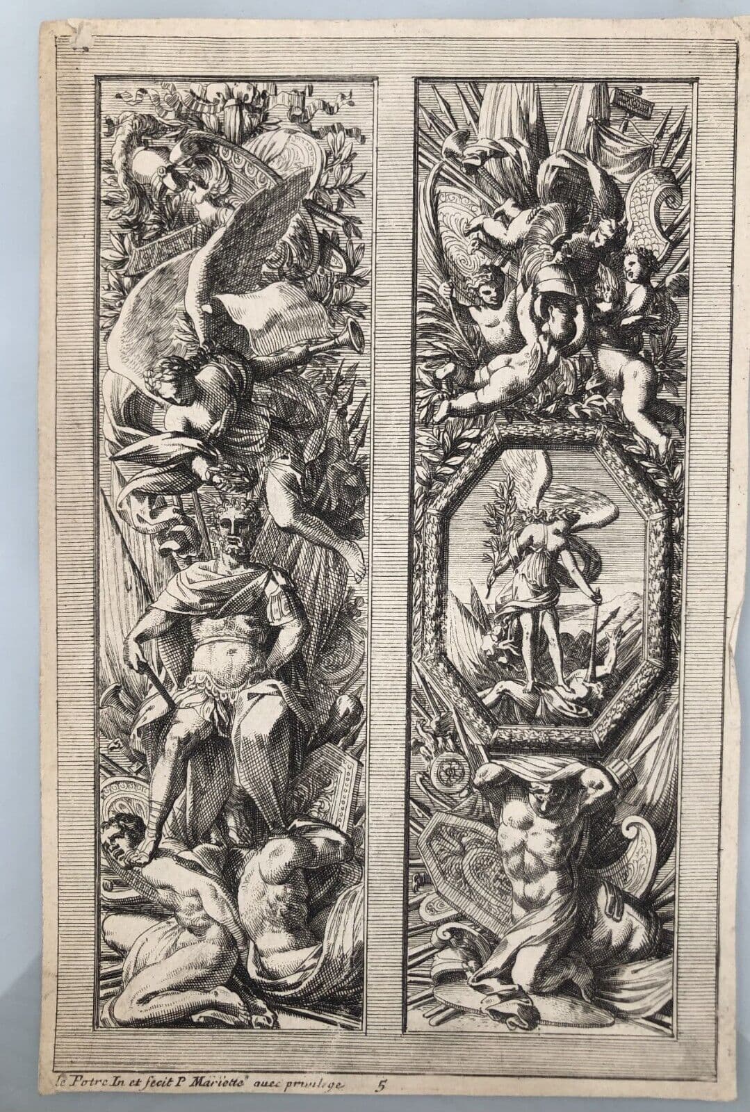 Jean Le Pautre (1618–1682) Ornements, Ceilings x5 Etching image 6
