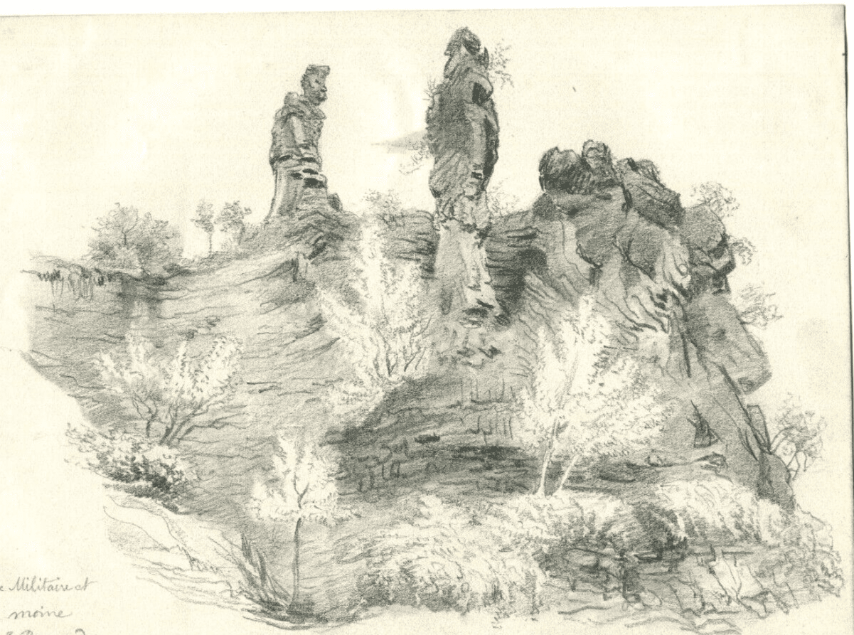 Antique Original Drawing Sketch, Rocks near the Pont de Salineres near Anderze? image 1