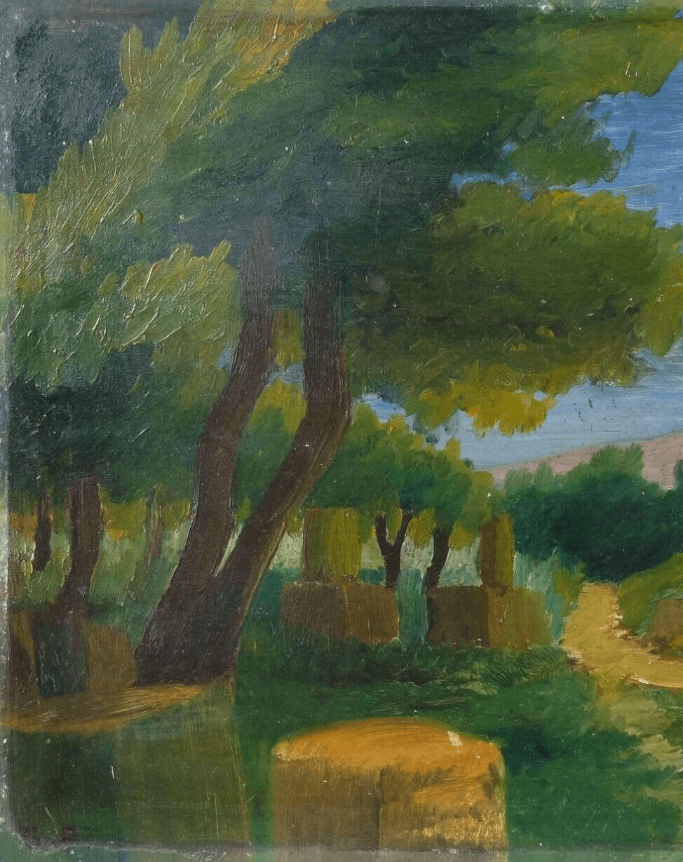 Vintage Original Painting signed Olympia Landscape Forest and Trees image 3
