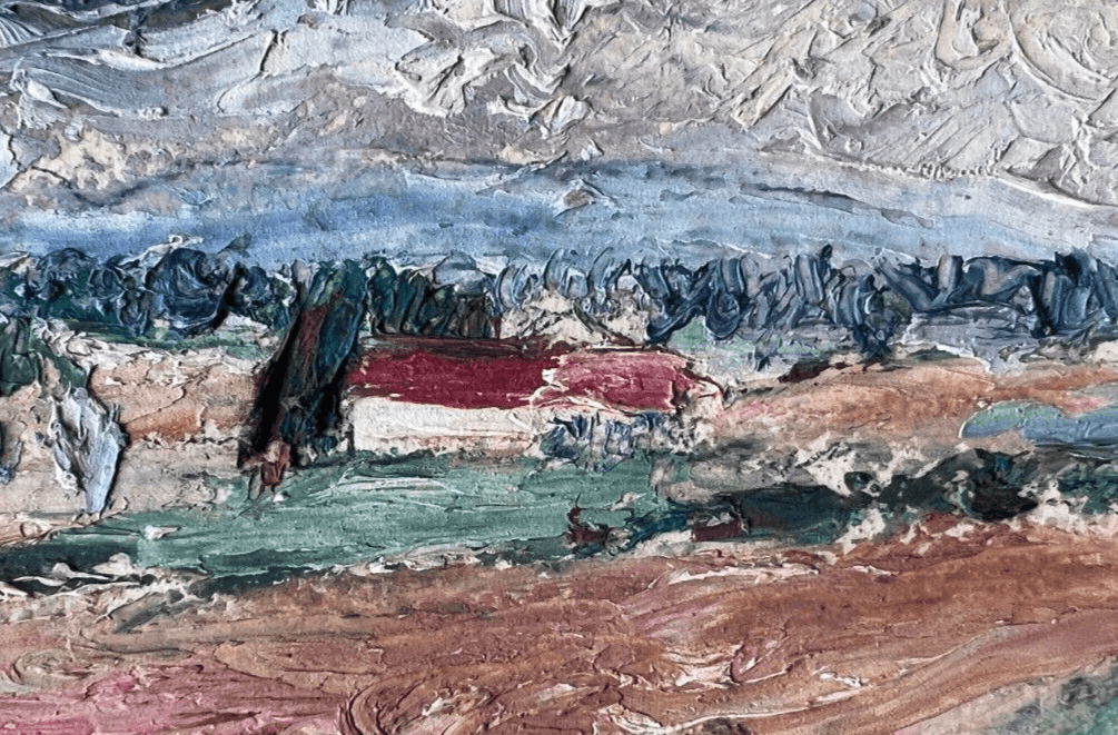 Vintage Original signed Drawing Louis CARADOT (1896-1980) Landscape, Field image 2