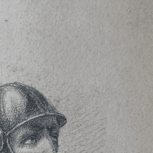 Antique Drawing Original Military Man Portrait with Hat 19th century image 2