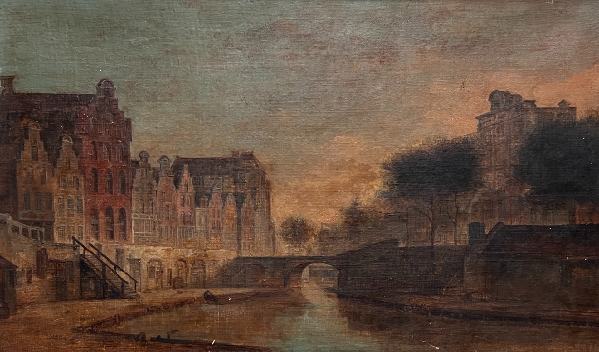Painting by Justin Pierre OUVRIÉ (1806-1879) Bruges Cityview
