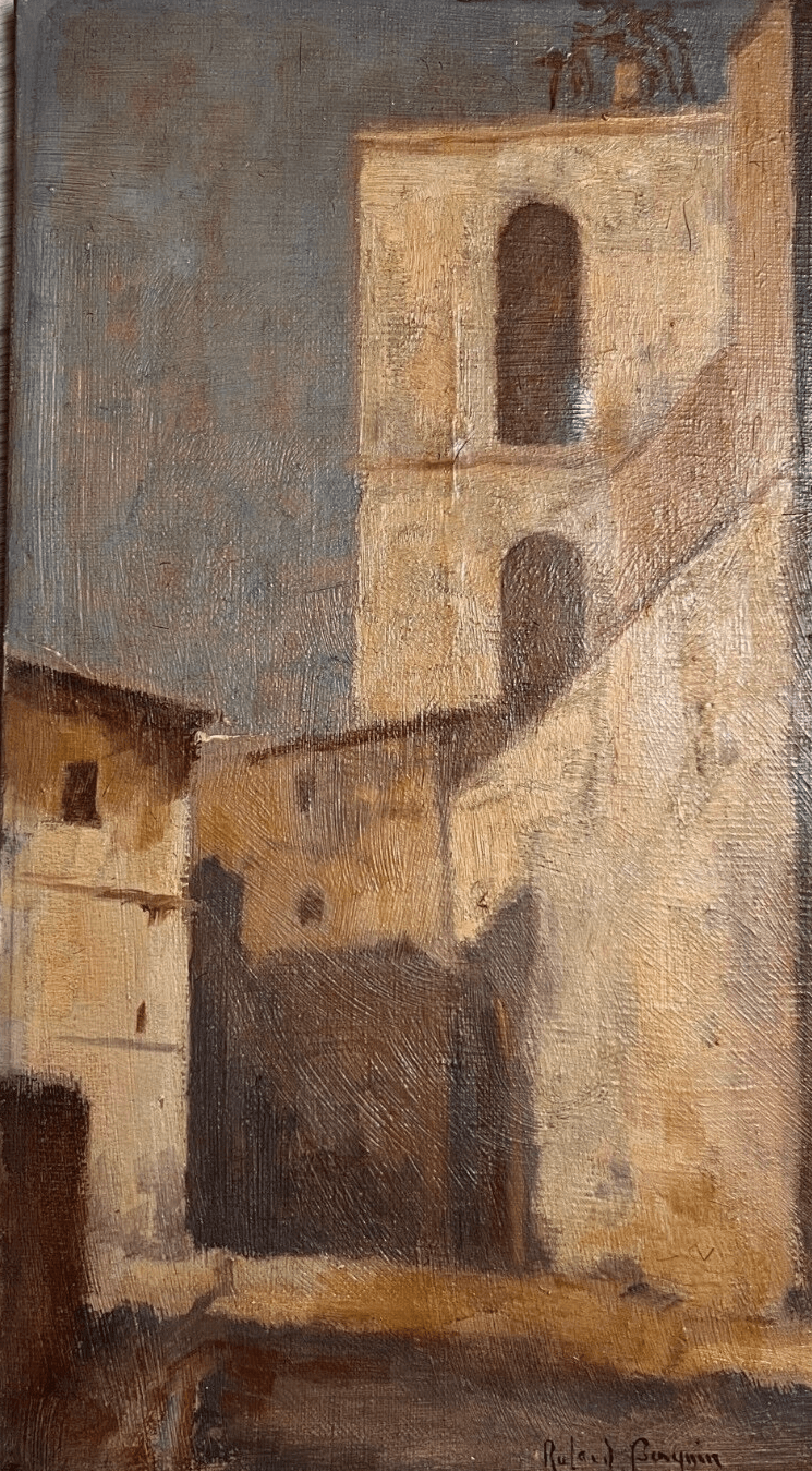 Antique Painting Original Landscape, Cityview Roland BASQUIN (XX)