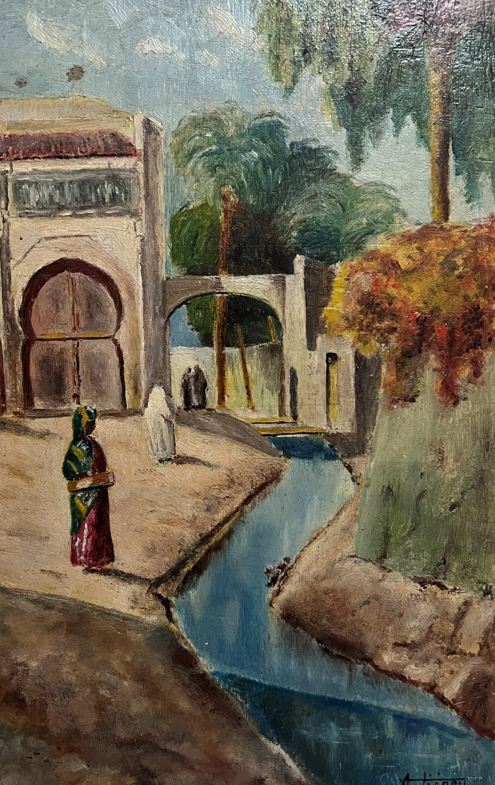 Painting Oriental Cityview with People