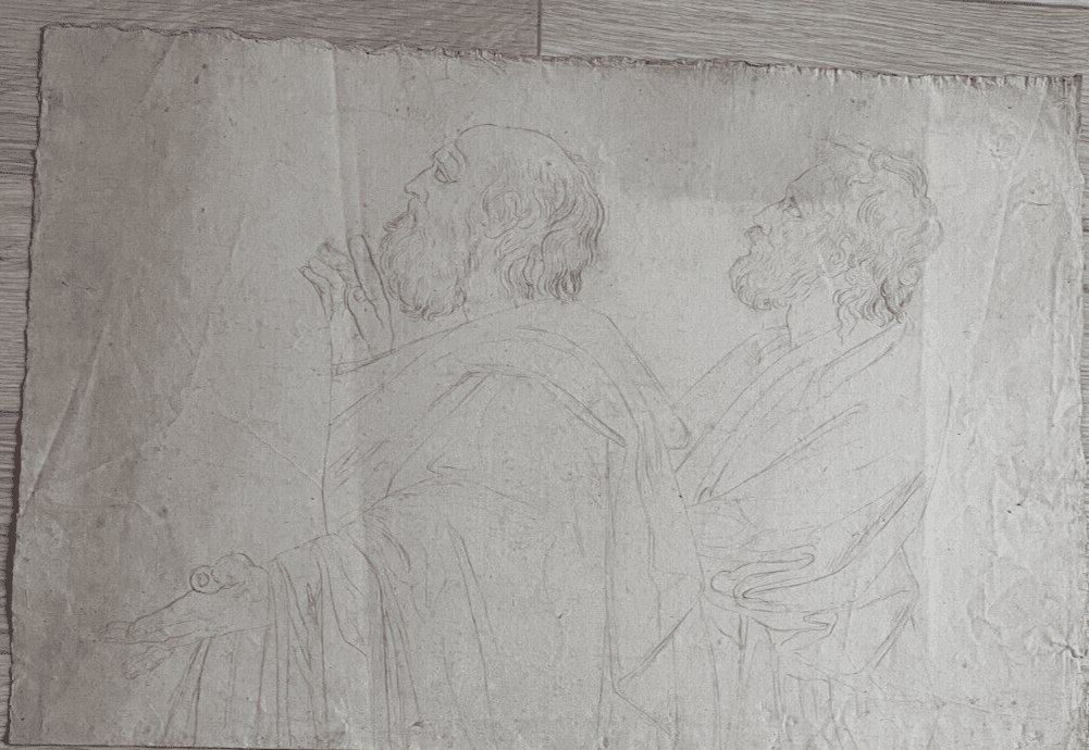 Antique Drawing Original Men, People, Religious, Bible 19th century image 2