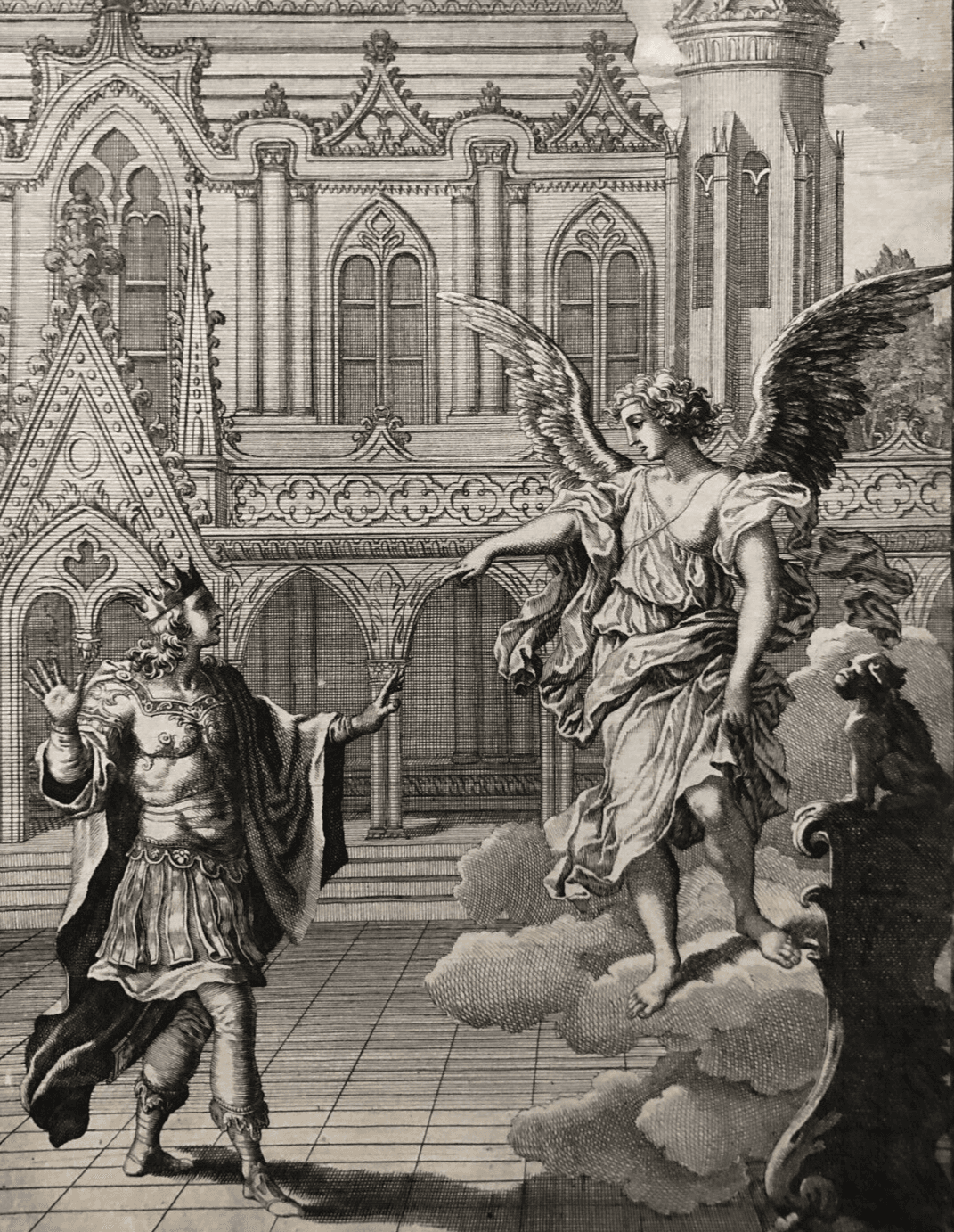 Etching by François Chauveau (1613-1676) Antique Historic Scene image 1