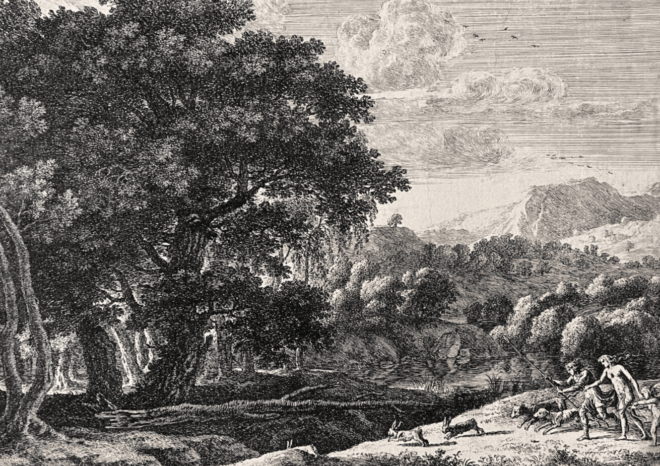 Antique Original Etching Venus Adonis Hunting, Herman Van Swanevelt (1603-1655) image 1