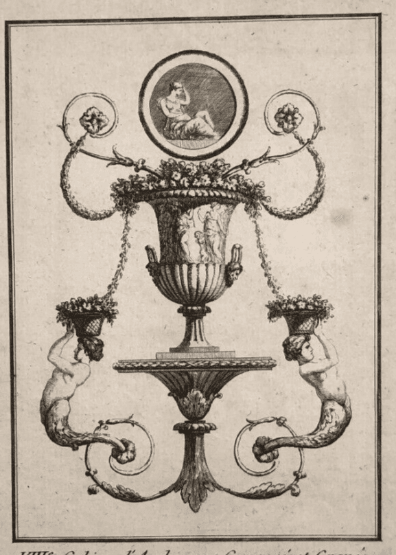 Antique Original Etching François BOUCHER (1703-1770) x3 Arabesques, Fountains