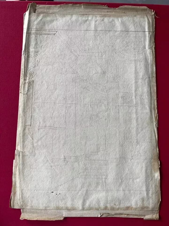 Antique Old Drawing 18th century Original Architecture Decoration Ornamentation image 6