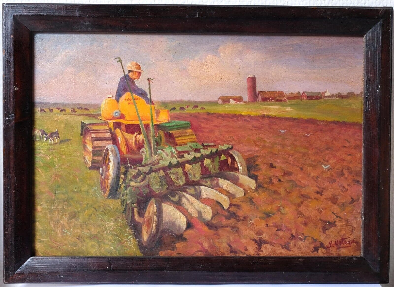 José ORTEGA (1921-1990) Farming Man Working on the Field Painting