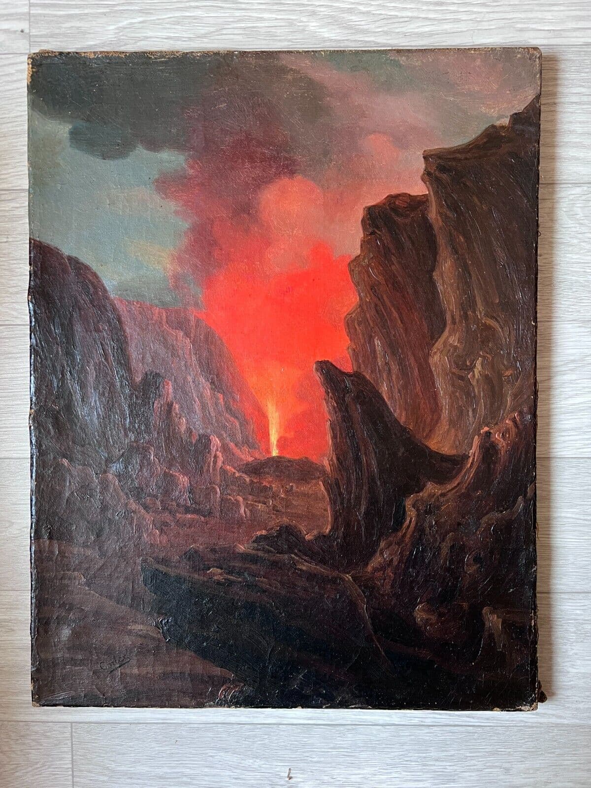 Painting Landscape Volcano in Eruption image 2