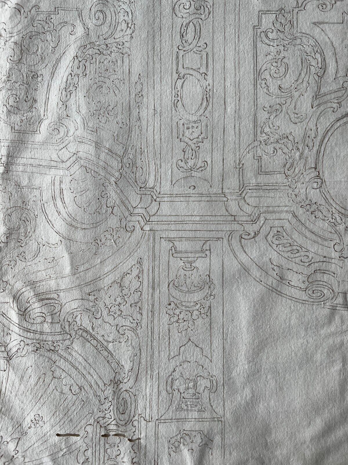 Antique Old Drawing 18th century Original Architecture Decoration Ornamentation image 1
