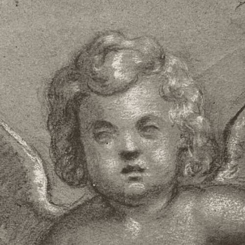 Original Antique Pencil 18th century Drawing Nude Angel Artwork image 2