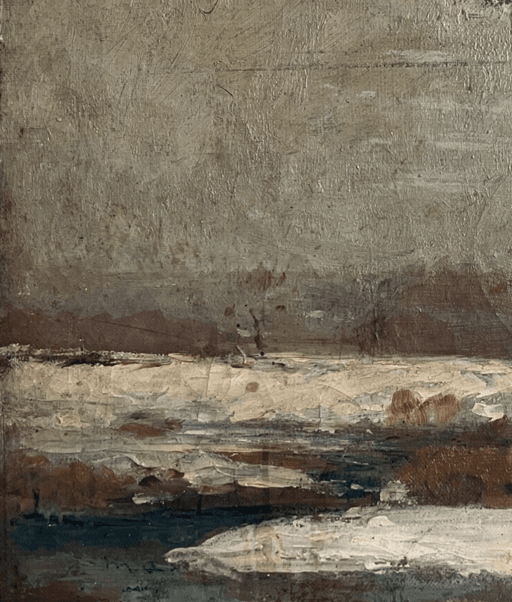 Antique Original Painting Seaview, Seaside, Sea, Nature, Winter 19th century image 2