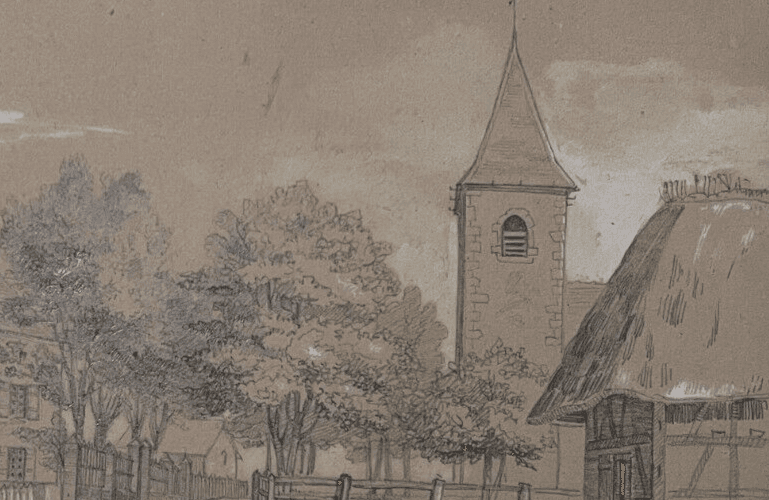 Antique Ink Drawing Original 19th century St Bonet Landscape 1835 image 4