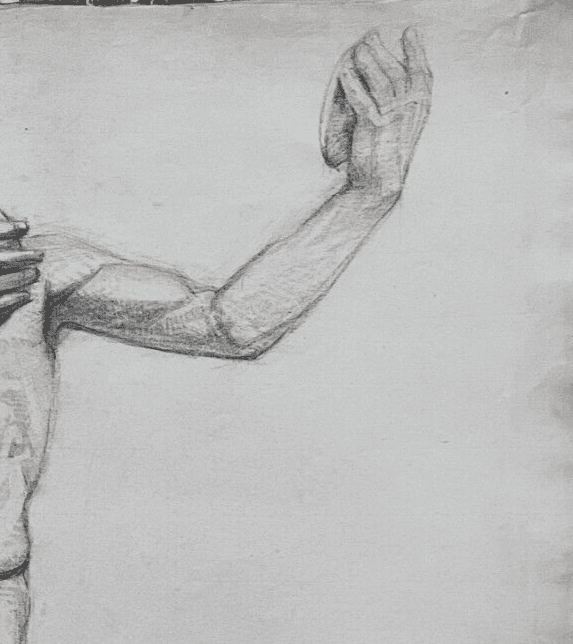 Antique Drawing Original Charcoal Portrait Nude Man Sculpture 19th century image 3