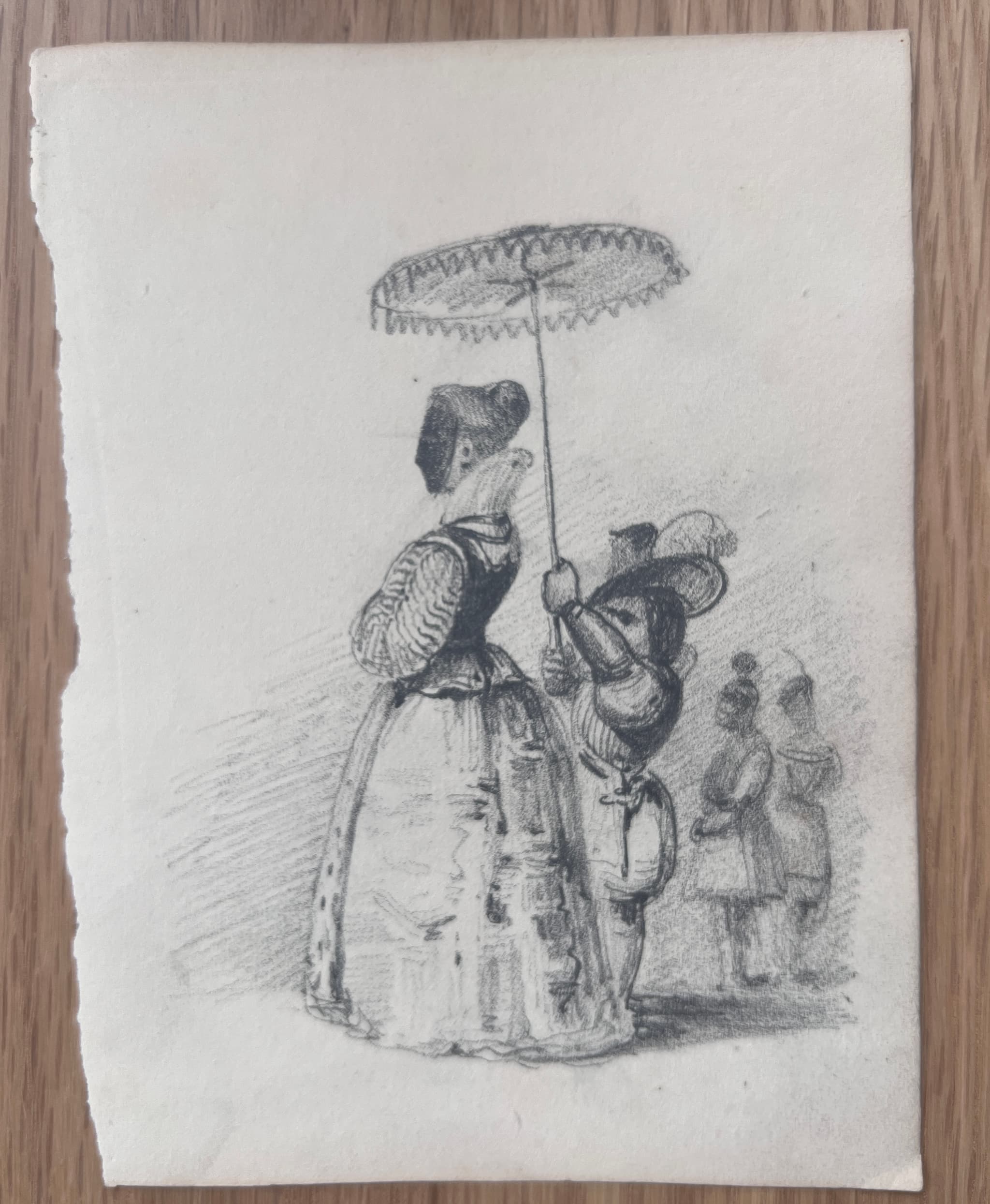 Masked Woman Portrait 19th century Drawing image 2