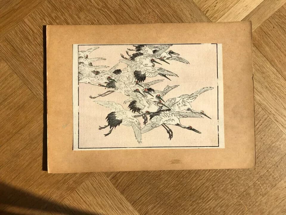 Japanese Antique Woodprint Japan Red-crowned Crane 1830 Art Print Ukiyo-e image 2