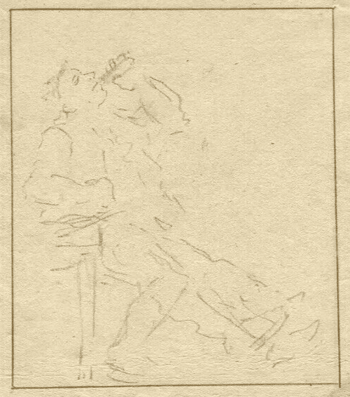 Antique Pencil Original Drawing attributed Cornélis TROOST Man Drinking image 5