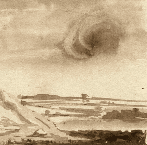 Antique Ink Drawing Original 19th century Castle Landscape Artwork image 3