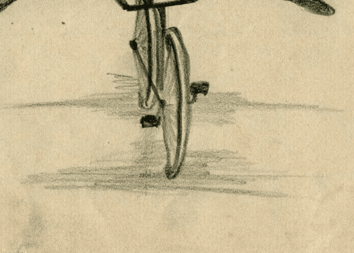 Modern Vintage Drawing Original Man Portrait on a Bike, Caricatures image 3