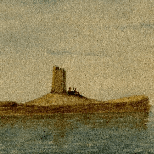 Antique Drawing signed Collomb Landscape Cape Palos, Andalusia, Spain image 2