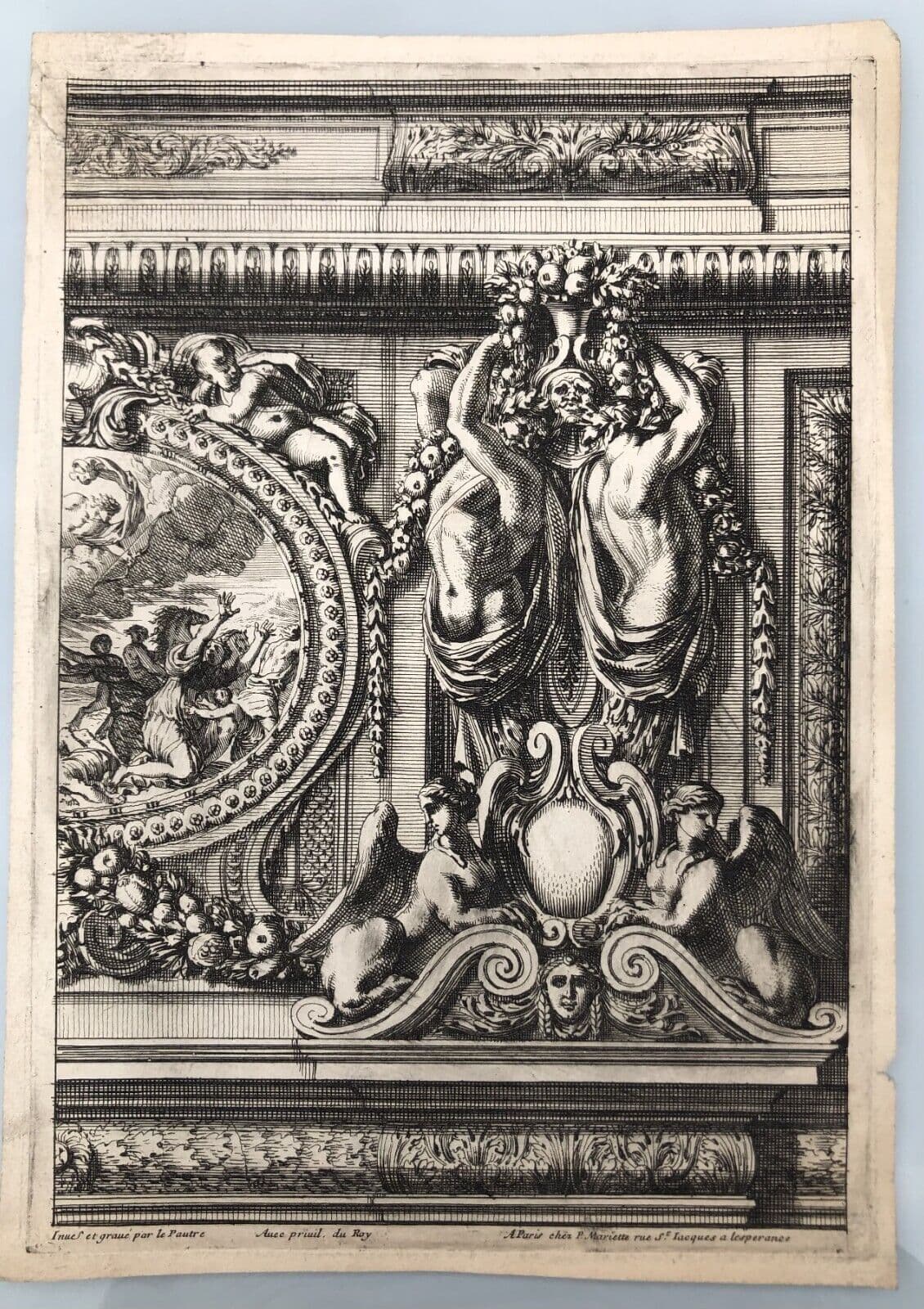 Jean Le Pautre (1618–1682) Ornements, Ceilings x5 Etching image 3