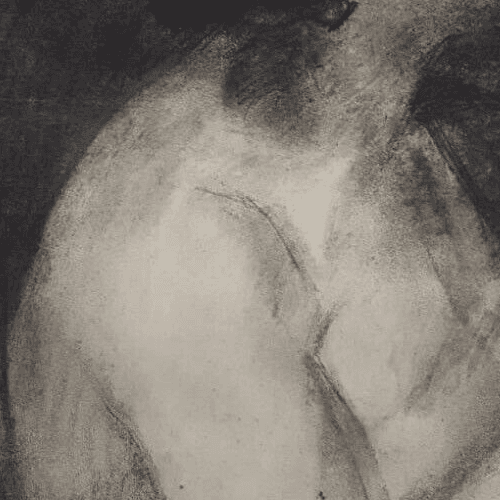 Antique Drawing Pencil Chalk Nude Woman Portrait Profil image 5