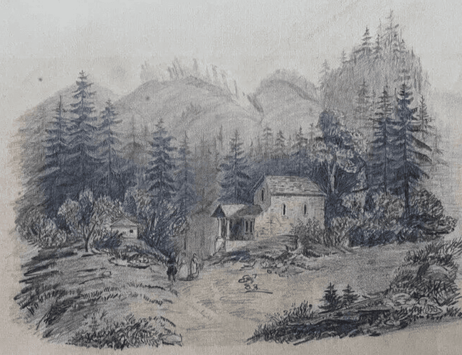 Antique Original 19th century Drawing Landscape Casalibus Grande Chartreuse image 6