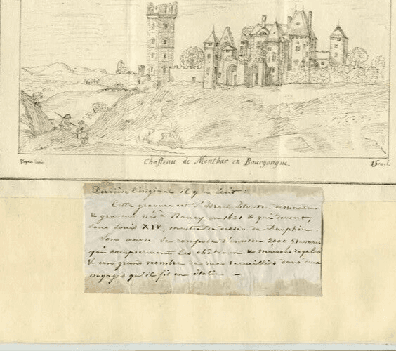Antique Etching Israel SILVESTRE, Landscape Castle of Montbar Bourgogne image 4