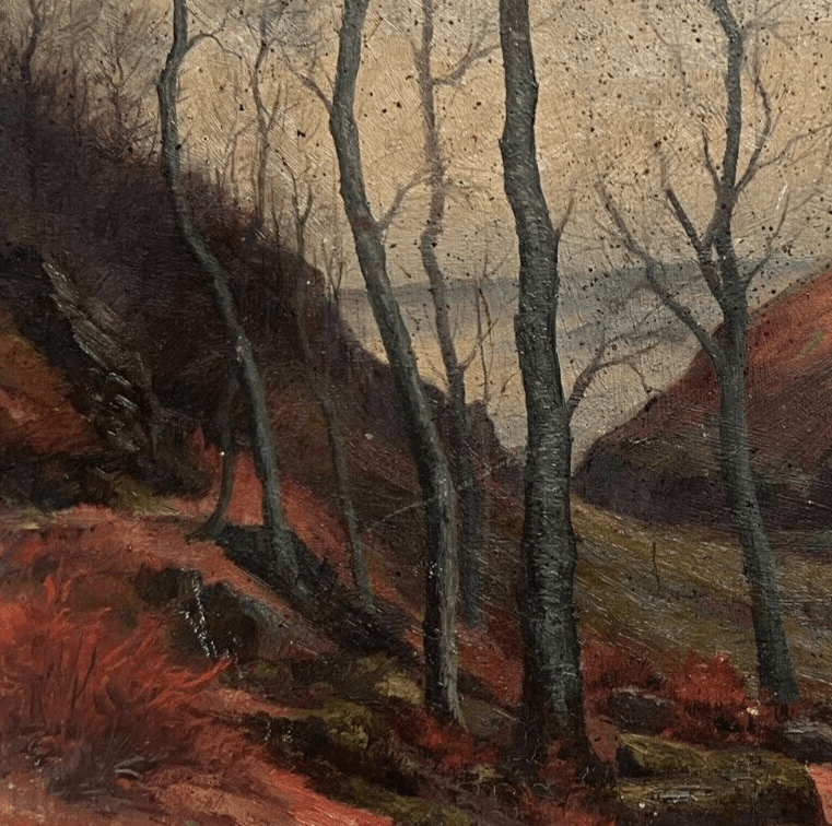 Antique Original Painting Landscape, Barbizon, Trees, Forest, Sea image 5