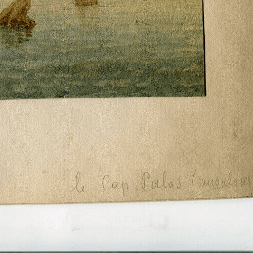 Antique Drawing signed Collomb Landscape Cape Palos, Andalusia, Spain image 6