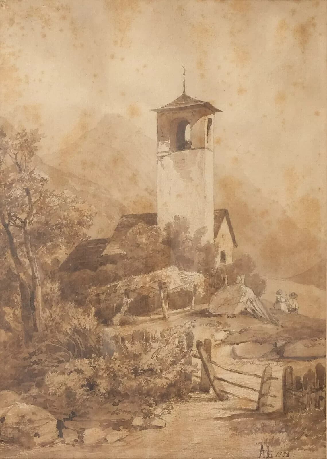 Antique Original Drawing Anton Erik Christian THORENFELD (1839-1907) Cityview image 6