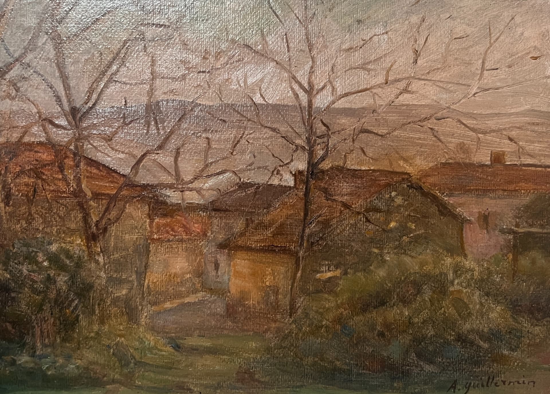 Painting Autumn CItyview Landscape signed