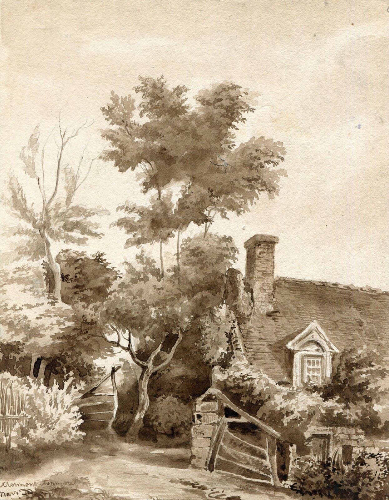 Jean de CLERMONT-TONNERRE (XIX) Landscape in Switzerland Drawing image 1