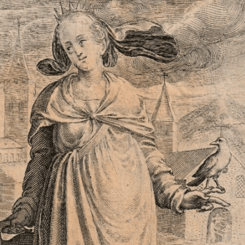 Antique Etching Elizabeth of Hungary, Nicolaes de Bruyn (1571-1656), Londerseel image 2