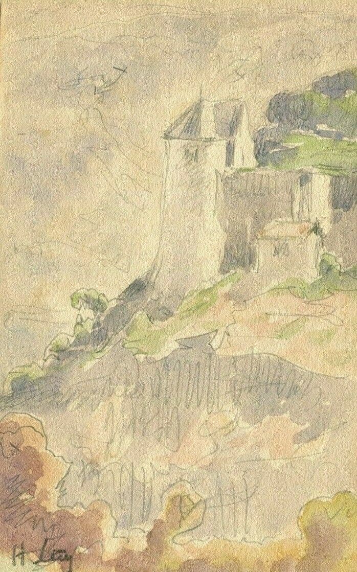 Drawing Signed Castle Mountain Landscape image 1