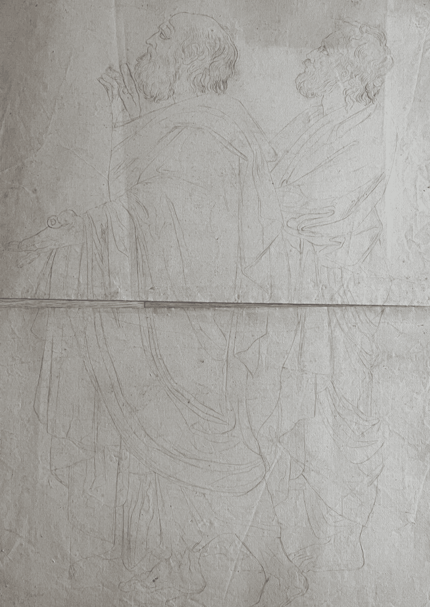 Antique Drawing Original Men, People, Religious, Bible 19th century
