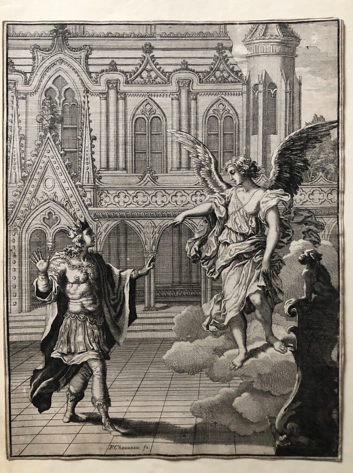 Etching by François Chauveau (1613-1676) Antique Historic Scene image 2