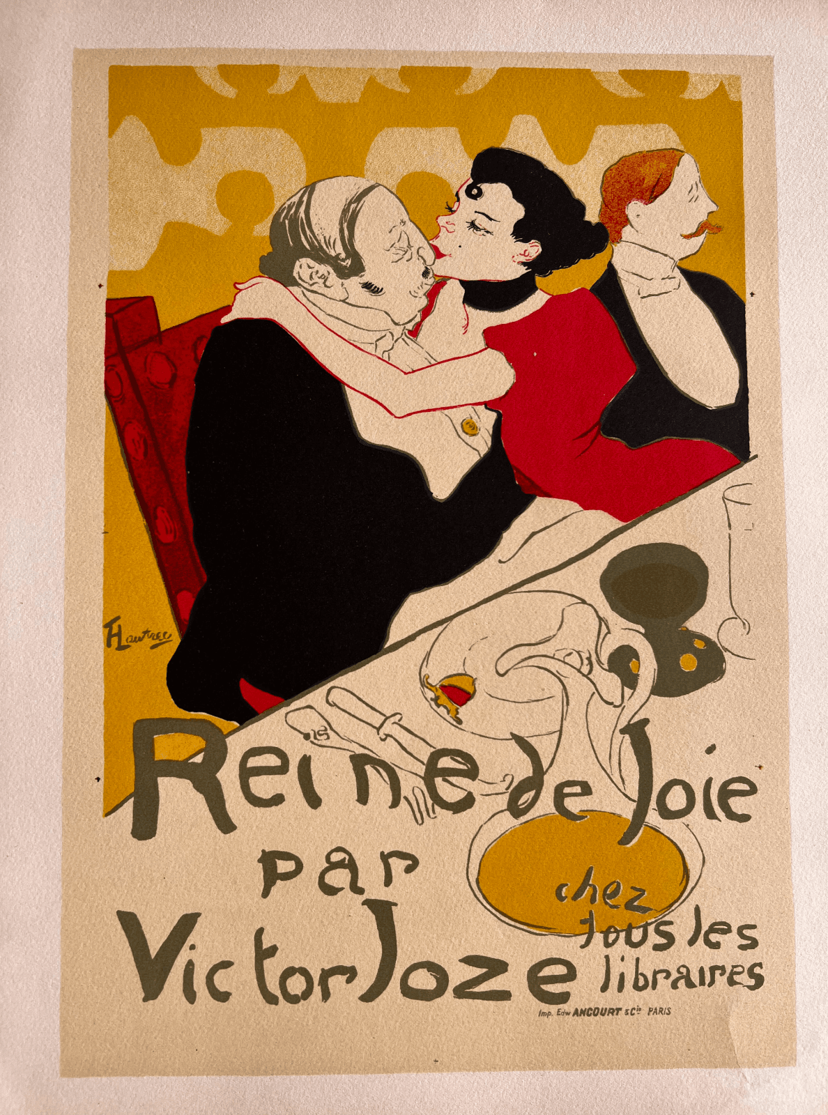 Vintage Original Print Lithographie La Reine de Joie by Victor Joze