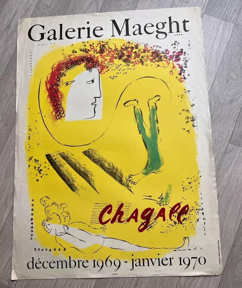 Vintage Original Poster Marc Chagall 1970 Galerie Maeght, Mourlot number 602 image 7